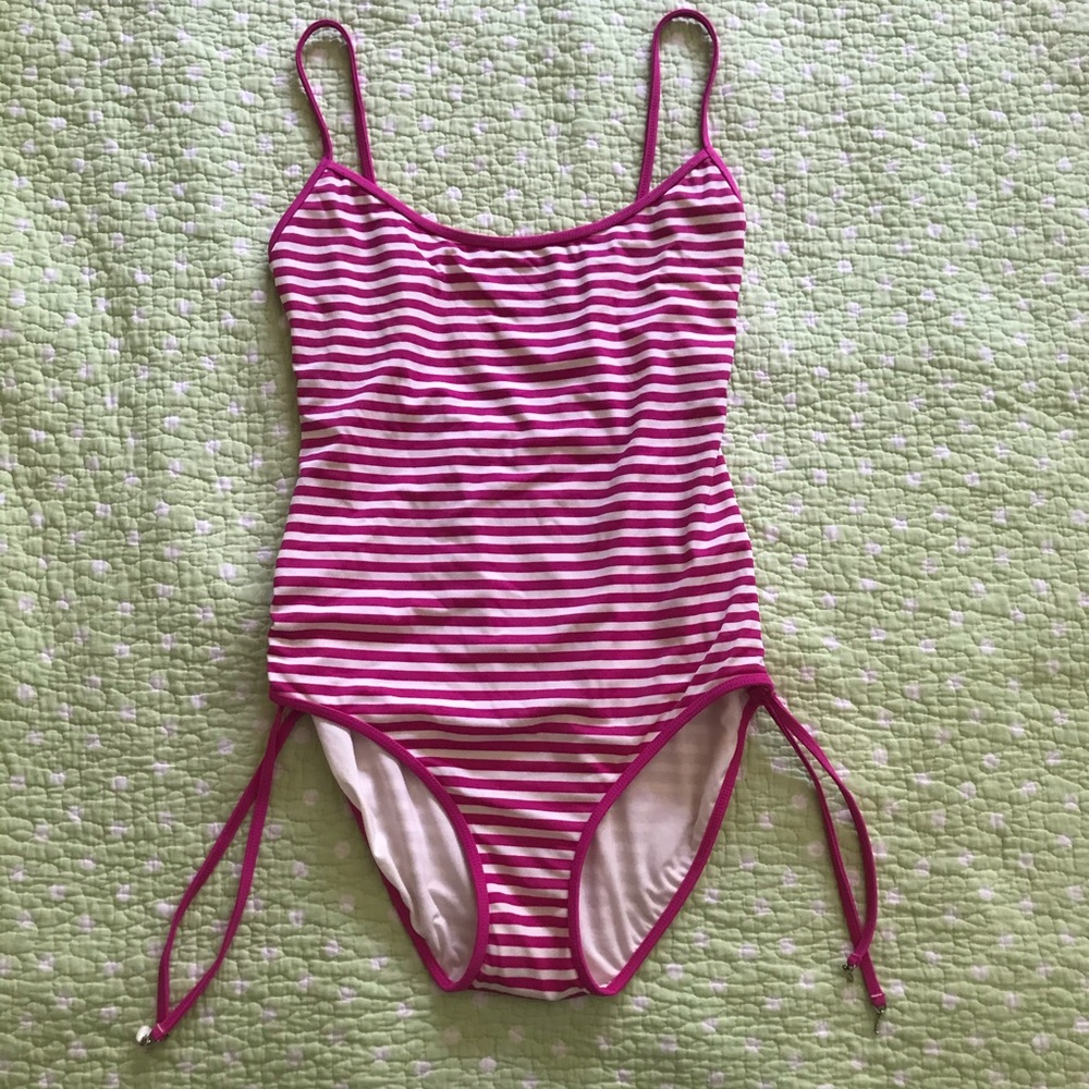 Juicy Couture Pink white striped swimsuit